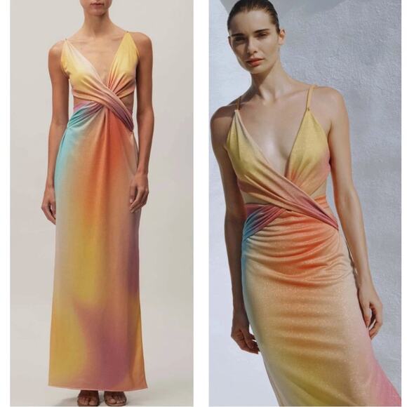 BAOBAB Arlett Cutout Metallic Rainbow Daylight Maxi Dress Size Large - Picture 4 of 11
